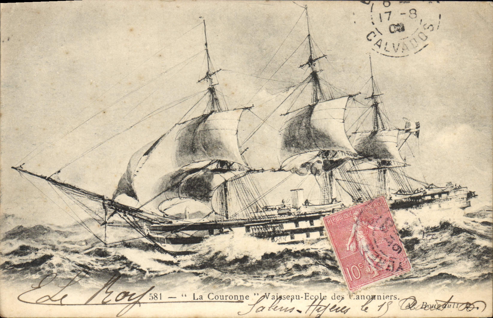 VINTAGE POSTCARD the Crown Vessel School DER Gunners