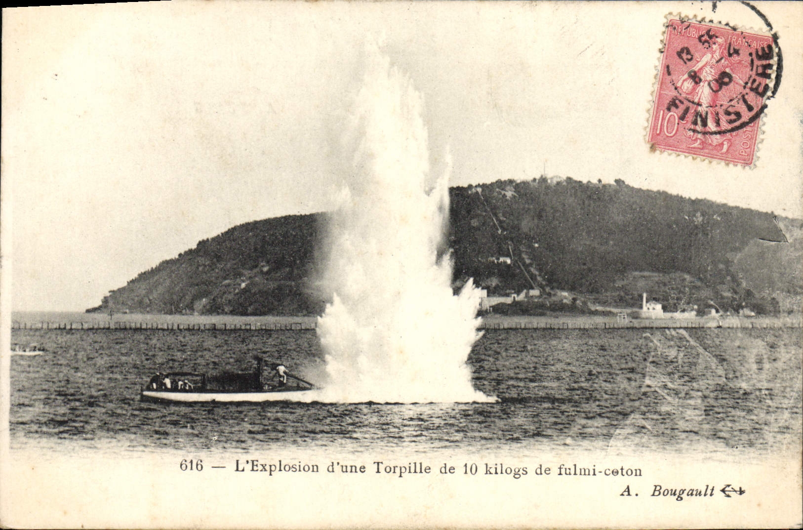 VINTAGE POSTCARD the Explosion Of a Torpedo Of 10 kilogs of fulmi cotton