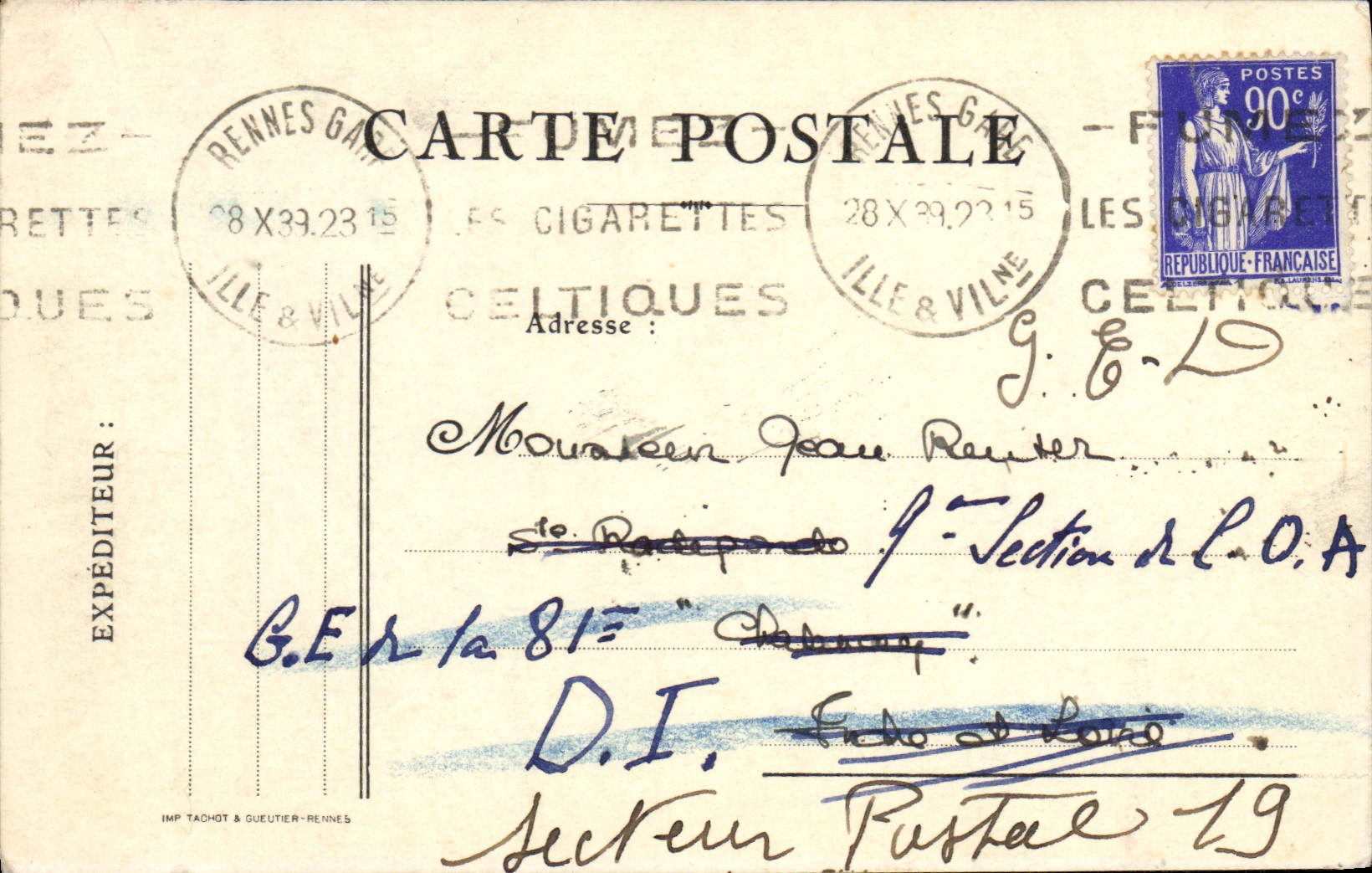 Carte Postale Rennes 
