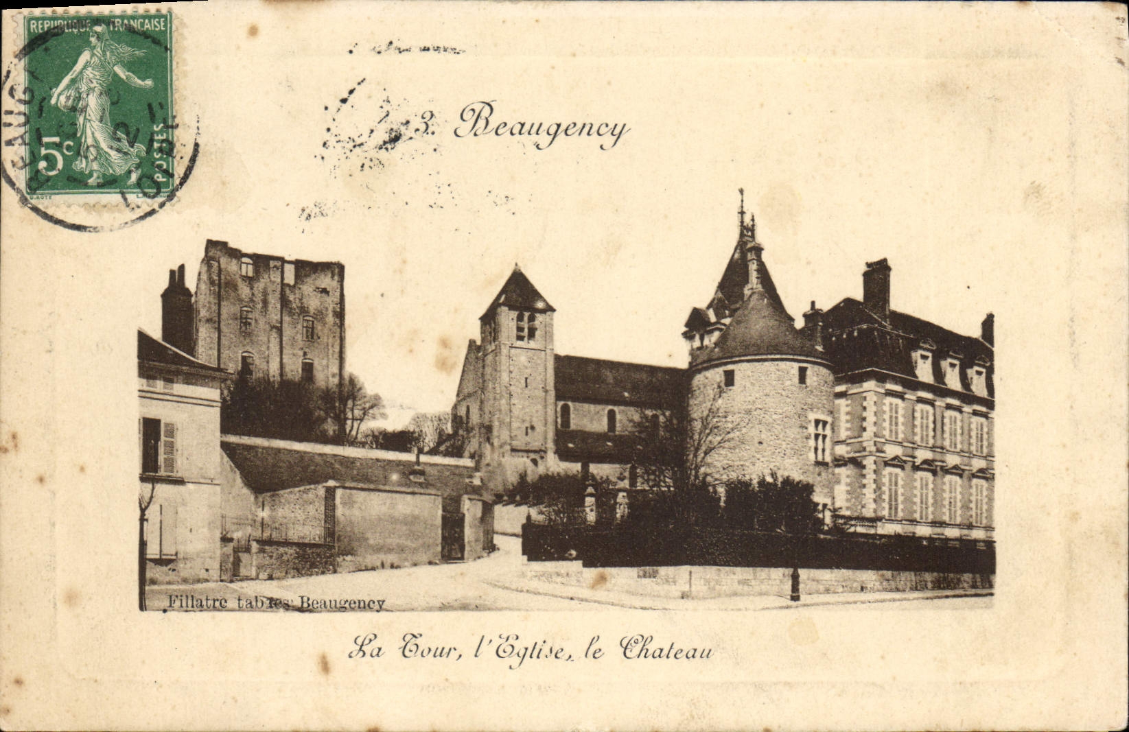 VINTAGE POSTCARD Beaugency the Tower the church the castle