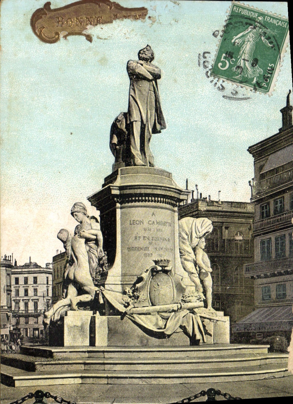 VINTAGE POSTCARD Bordeaux Monument of Leon Gambetta