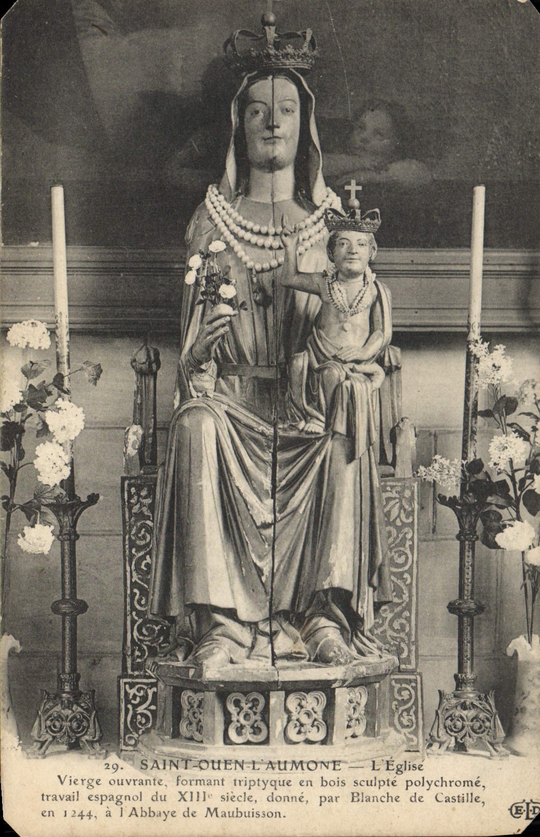 VINTAGE POSTCARD Holy Quen Alms the opening Virgin Church