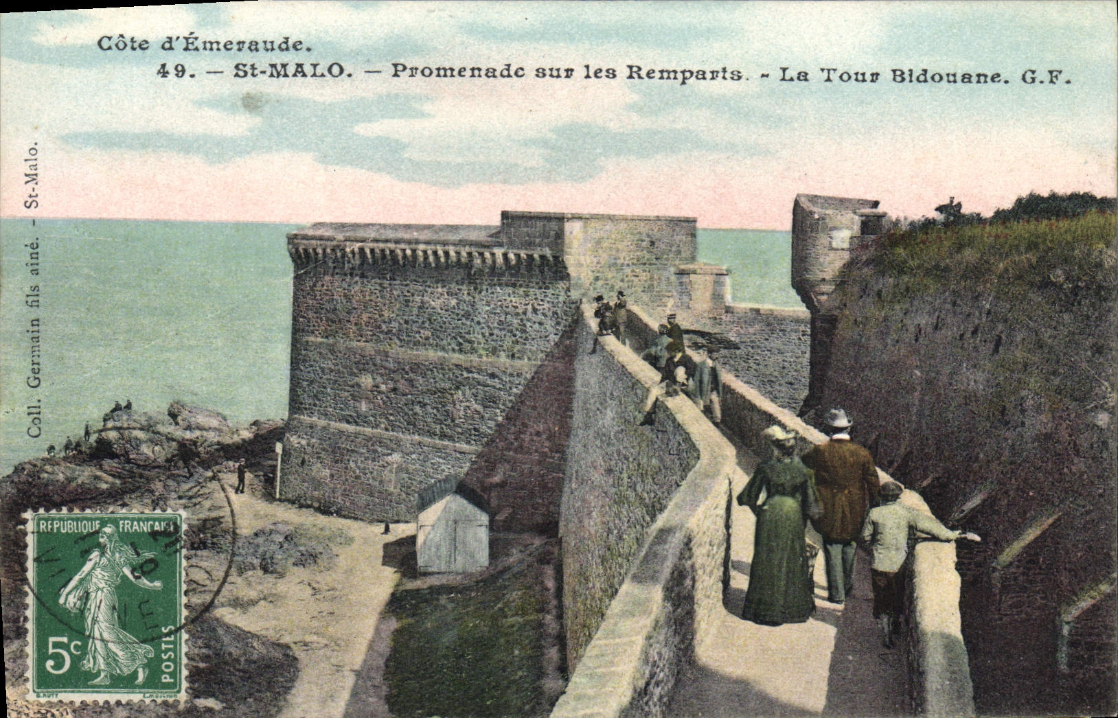 VINTAGE POSTCARD Holy Malo Walk On the Walls the Bidouane Tower