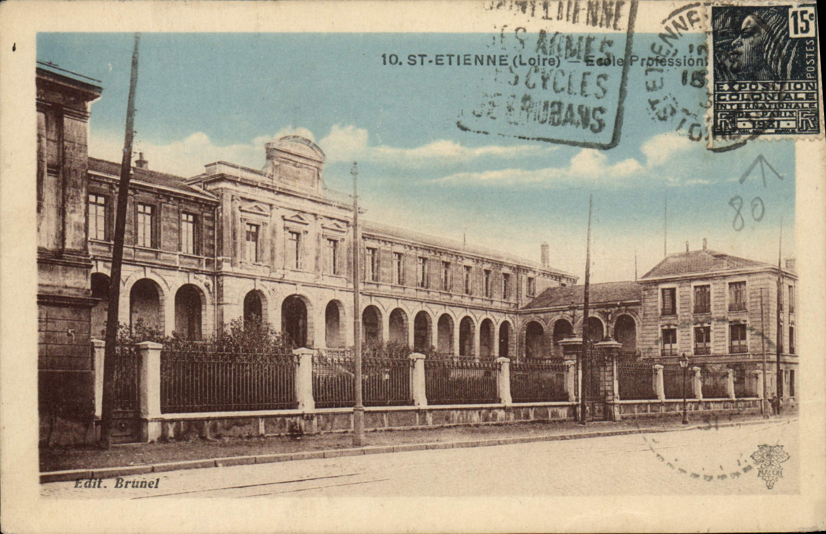 VINTAGE POSTCARD St Etienne Vocational school