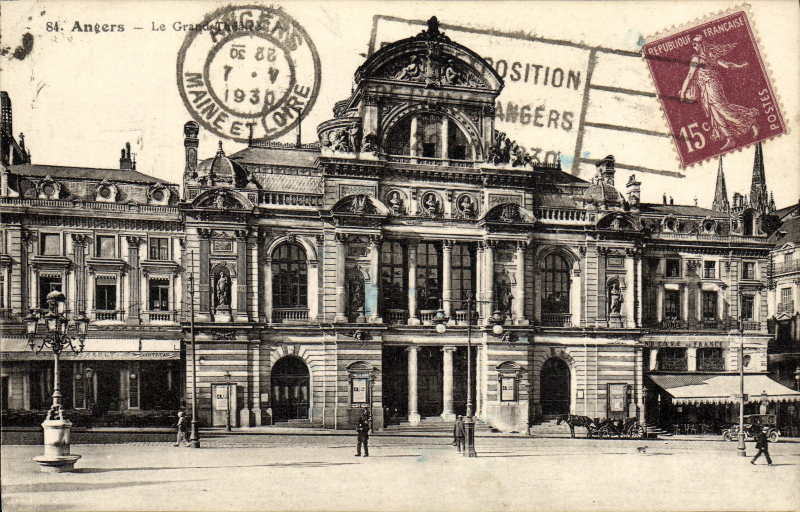CPA Angers Le grand theatre Flamme Exposition d'Angers 1930