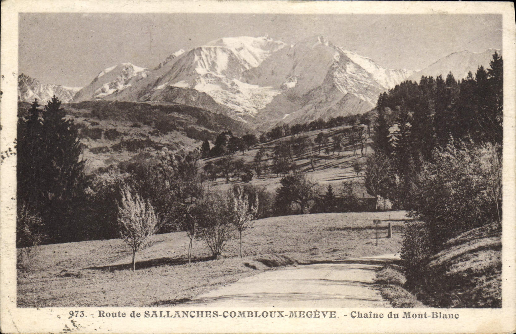 VINTAGE POSTCARD Route De Sallanches Combloux Megeve Chains Of Mont Blanc