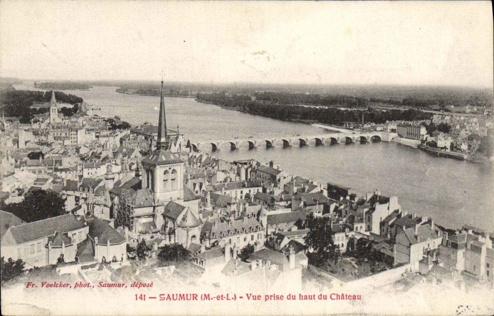 VINTAGE POSTCARD Saumur Seen from Top Of the Castle
