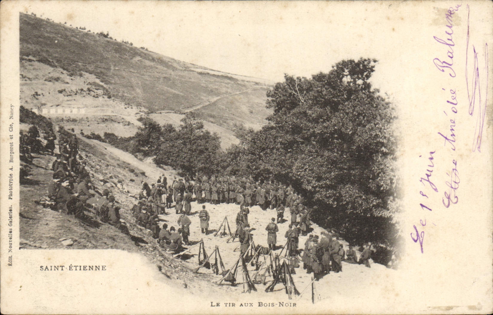 VINTAGE POSTCARD Holy Etienne the Shooting With Black Wood Militaria