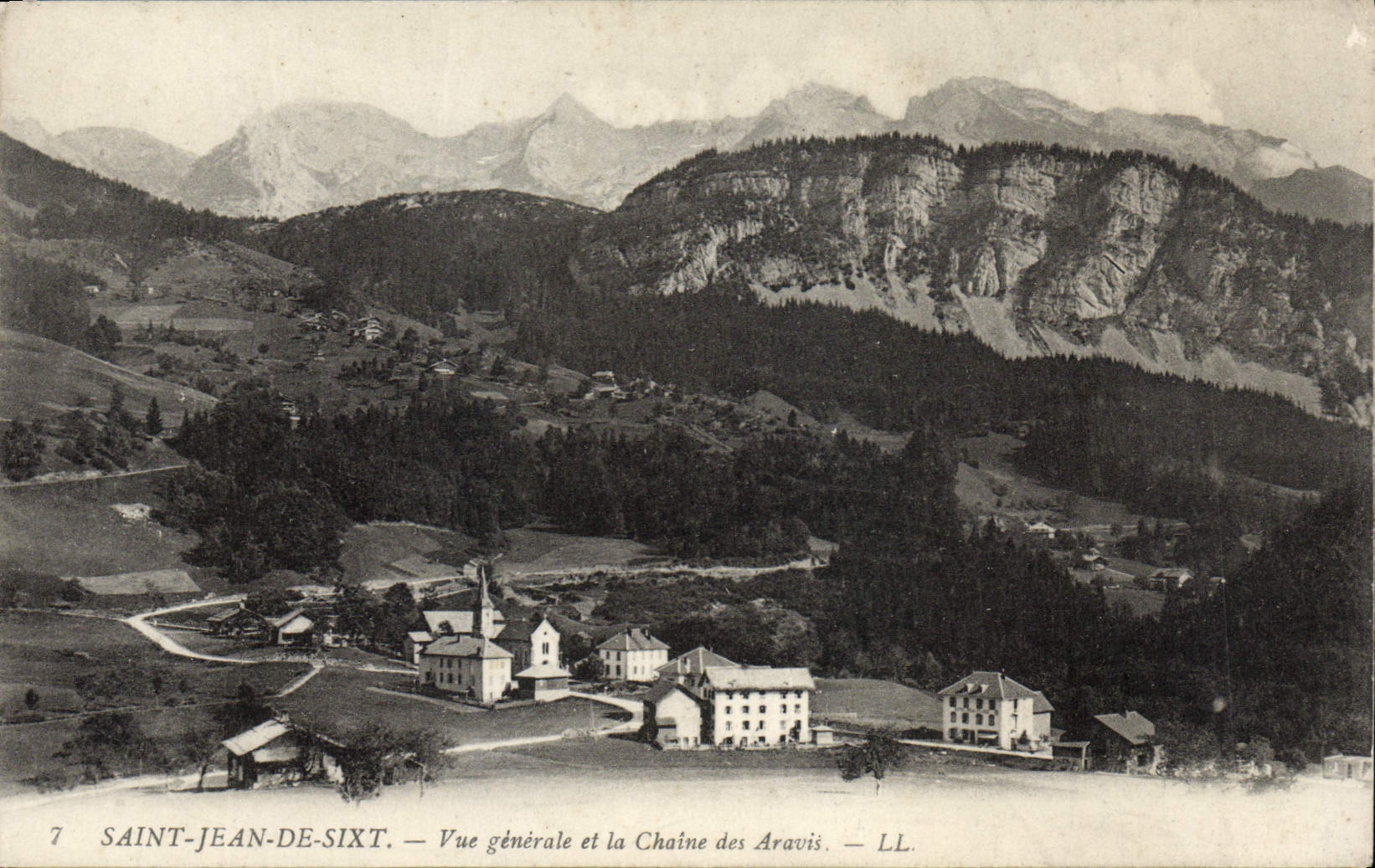 POSTAL Holy Jean De Sixt View y la cadena de la VENDIMIA de Arvais