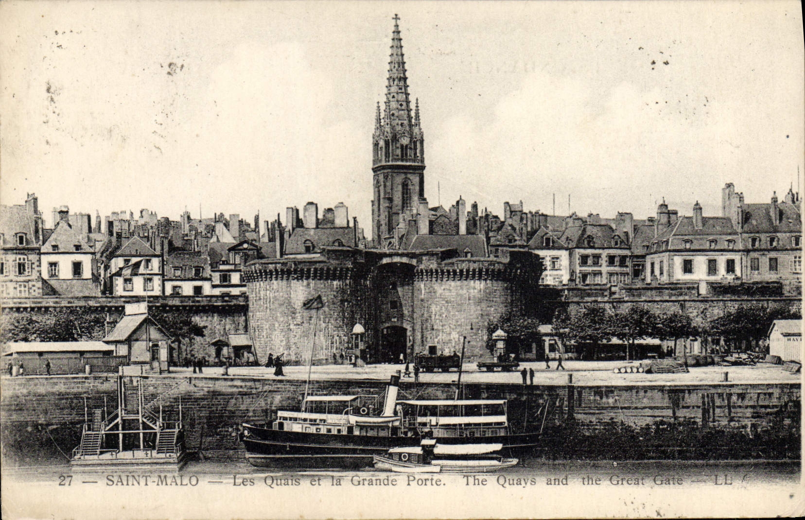 CPA Saint Malo Les Quais Et La Grande Porte Bateau Cachet Daguin
