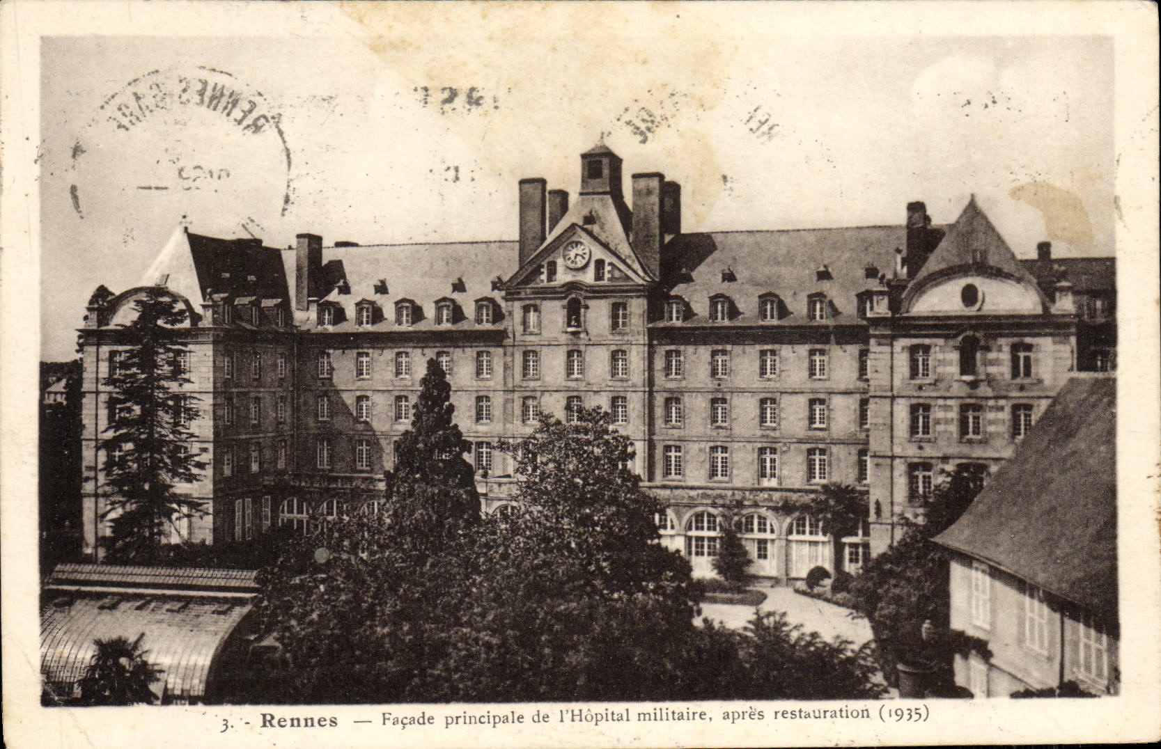 VINTAGE POSTCARD Rennes Principal Frontage De I' Military hospital After Restoration