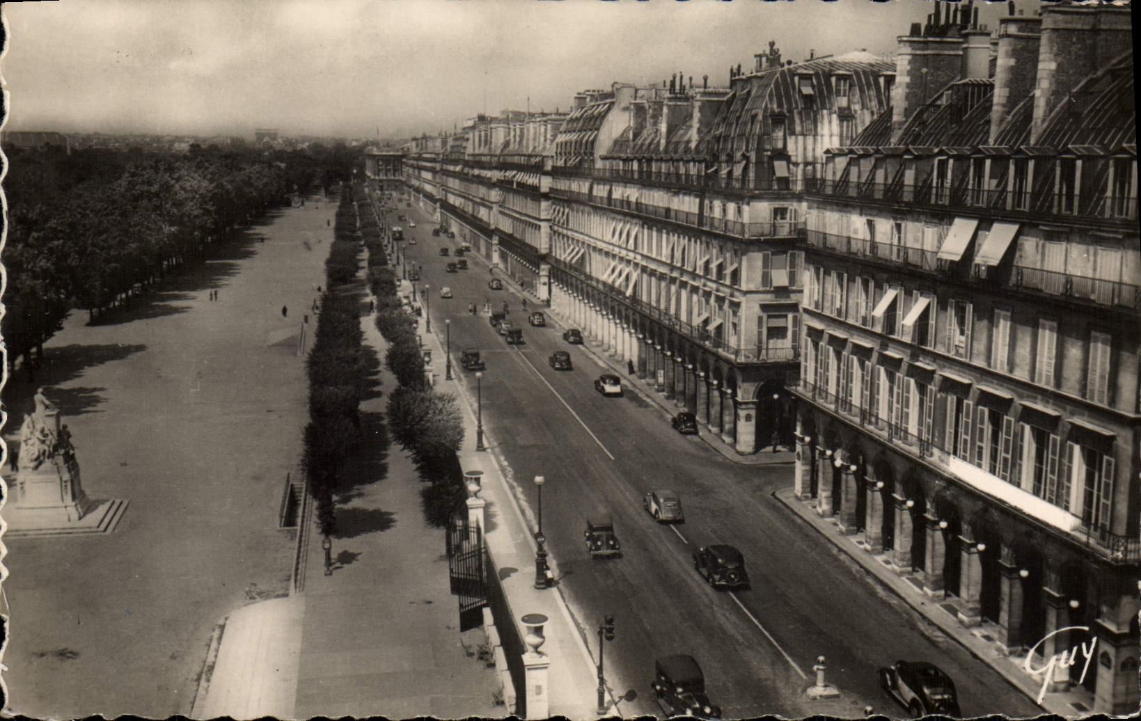 MODERN CARD Paris And Its Wonders Street of Rivoli and garden of Tileries Flame France Country of tourism