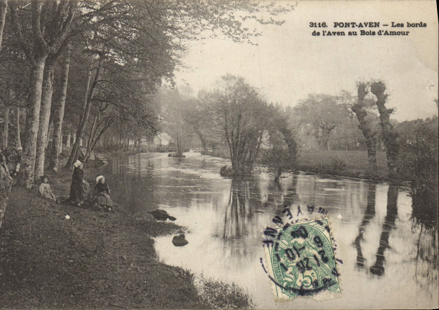 VINTAGE POSTCARD Pontaven the Edges De I' Aven With the Wood Of Love Children Folklore