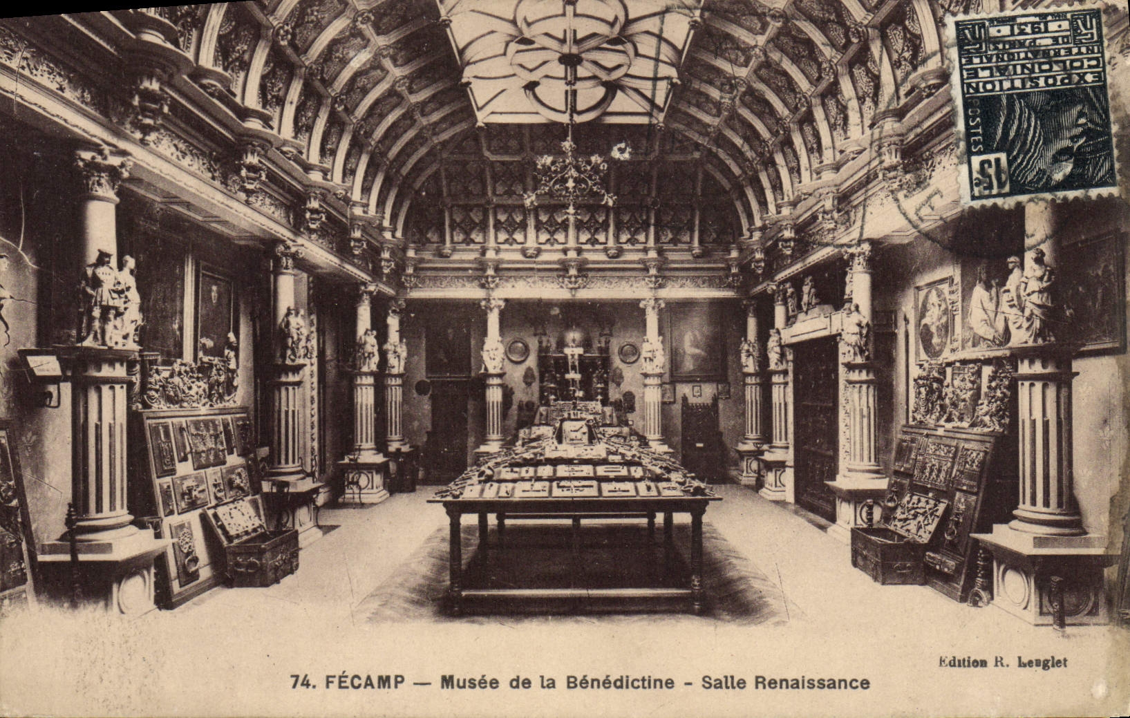 Museo de Fecamp de la POSTAL de la VENDIMIA del sitio benedictino Renacimiento