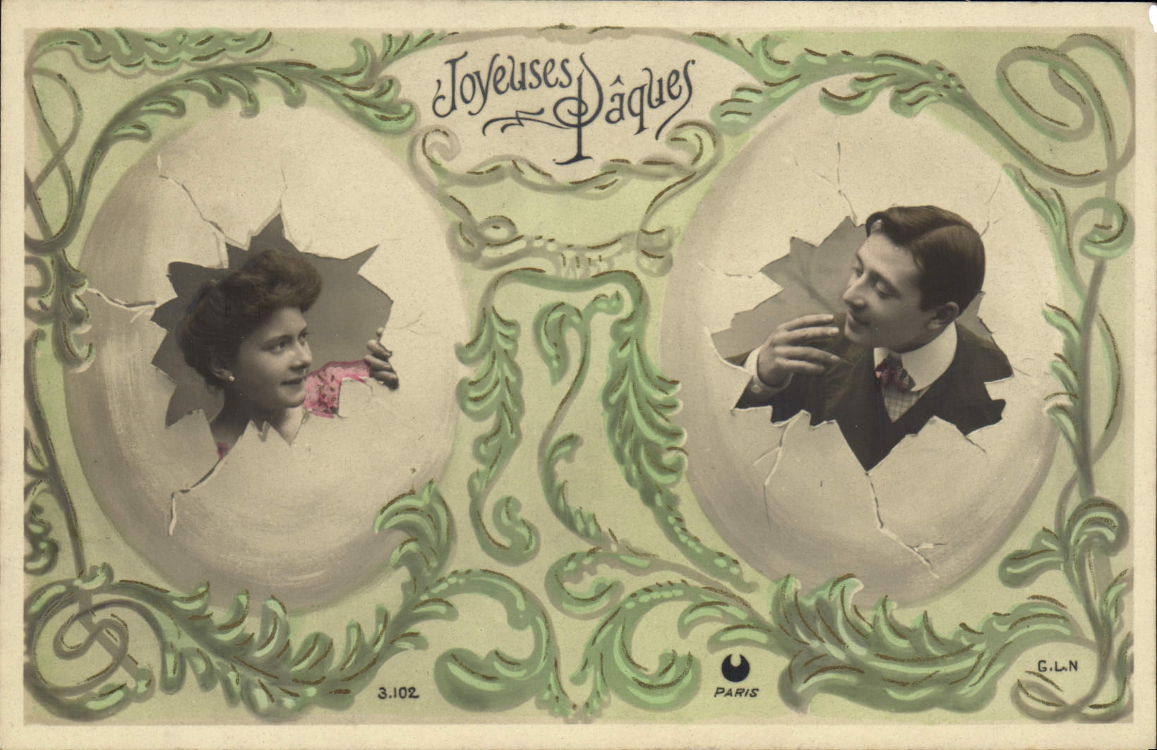 CPA Fantaisie Femme Joyeuses Paques