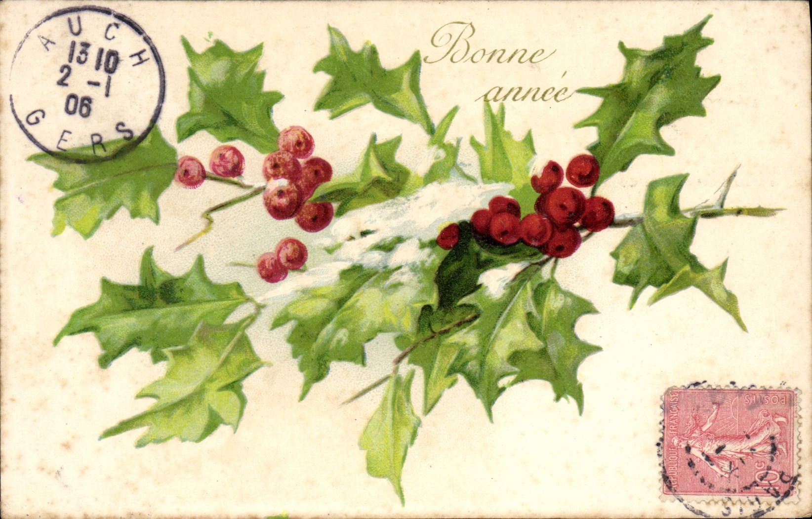 CPA Fantaisie Fleurs Bonne Annee