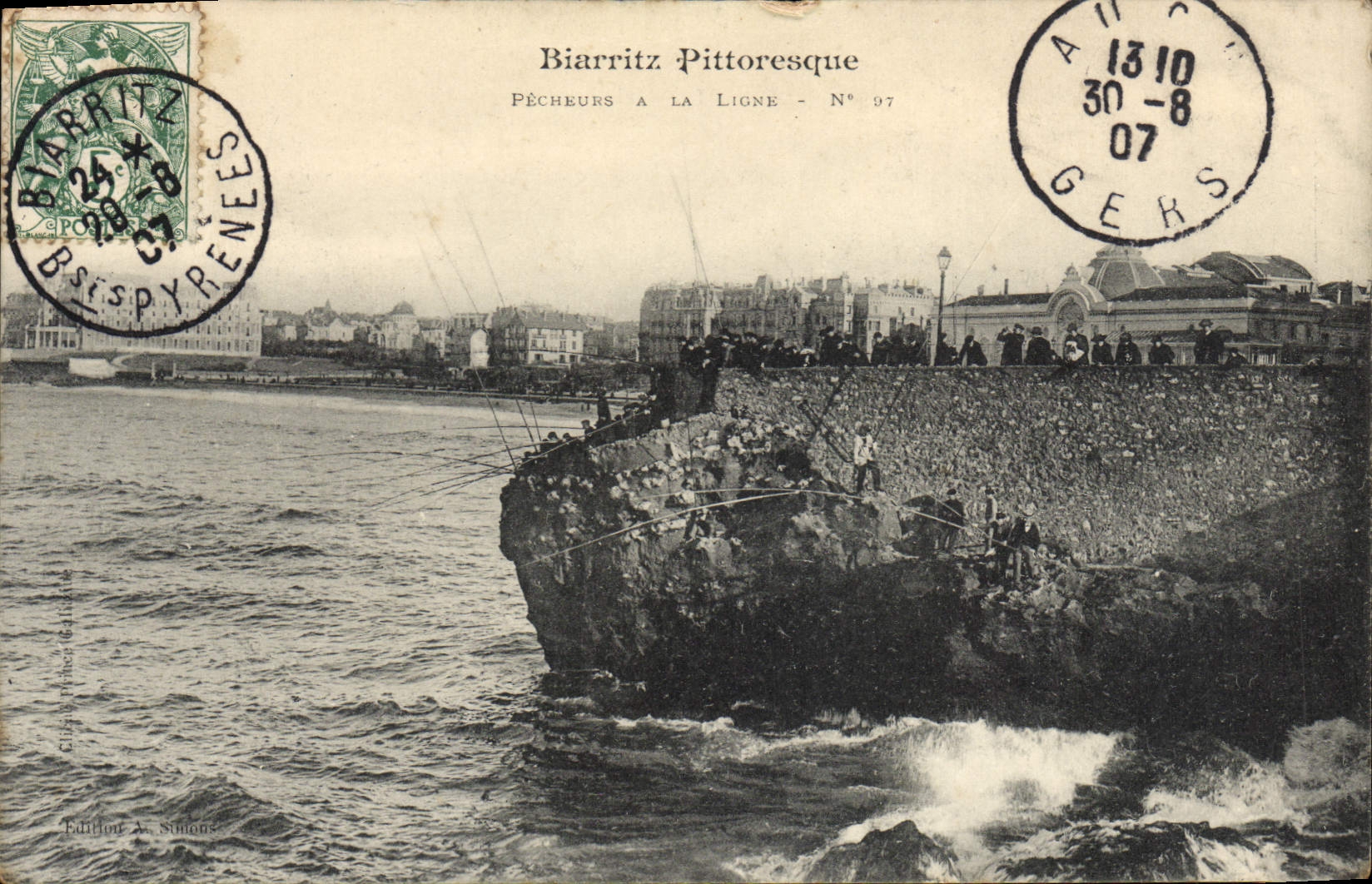 CPA Biarritz Pittoresque Pecheurs a la ligne Peche