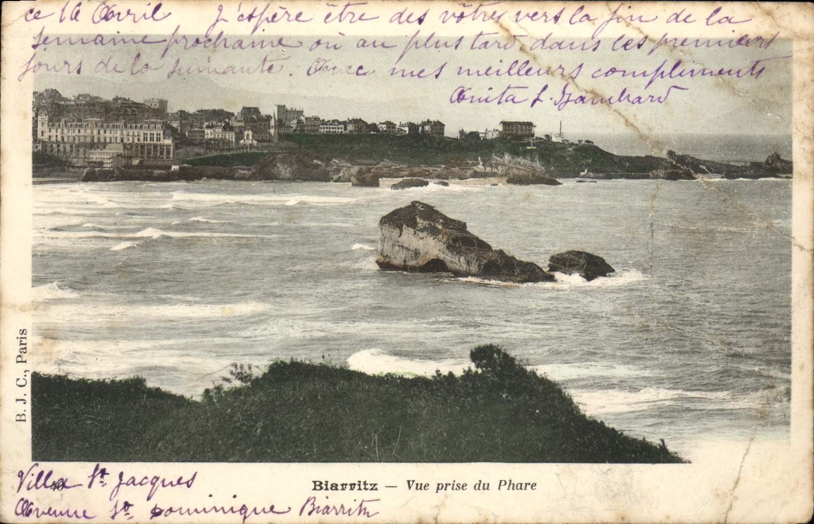 VINTAGE POSTCARD Biarritz Seen from Of the Lighthouse
