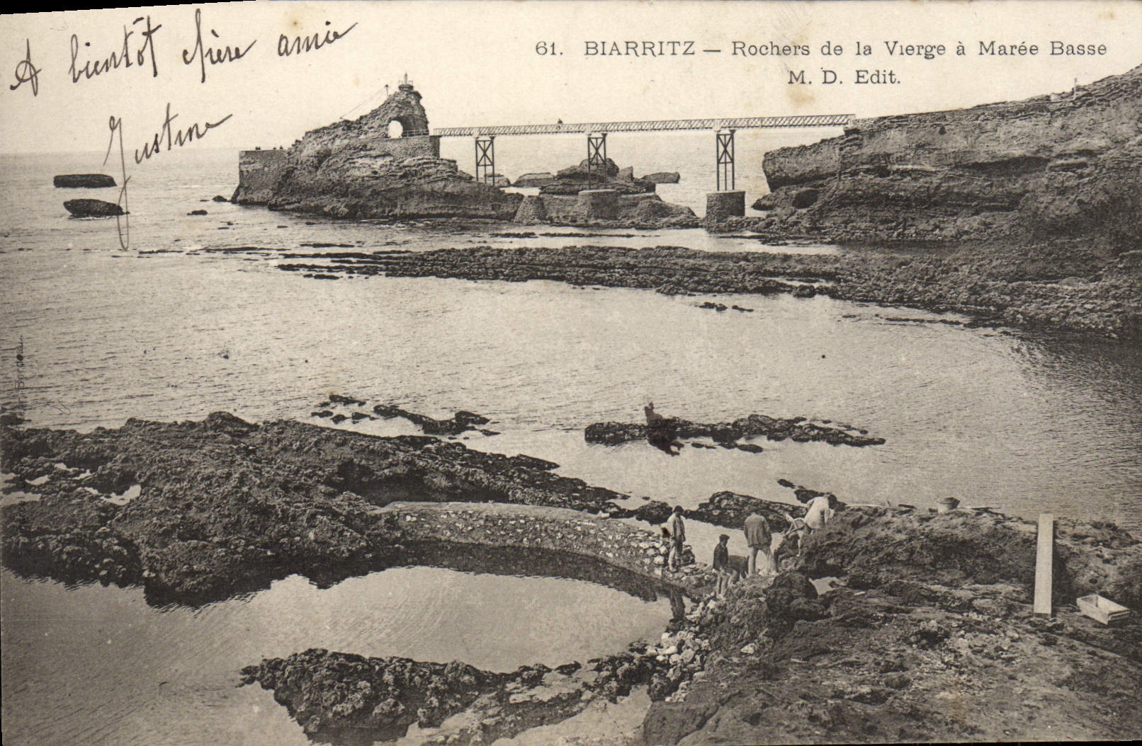 CPA Biarritz Rochers De La Vierge A Maree Basse