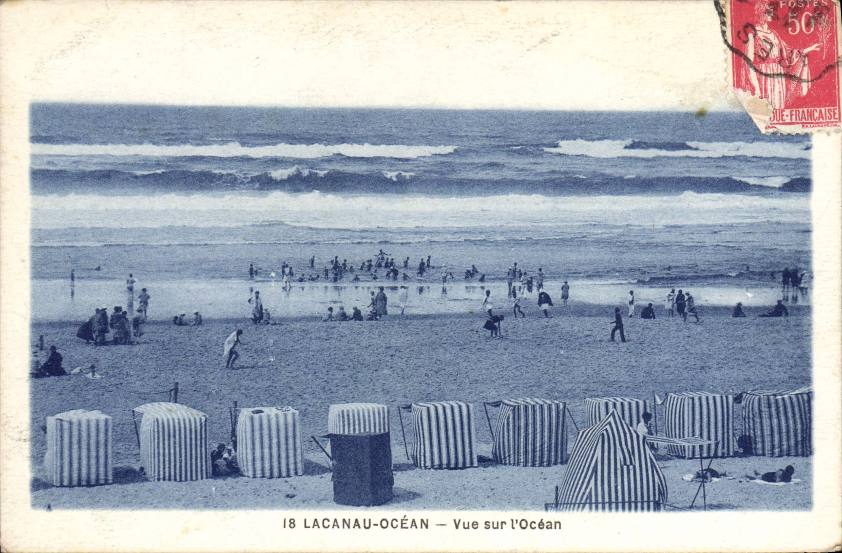 VINTAGE POSTCARD Lacanau Ocean Seen On I' Ocean
