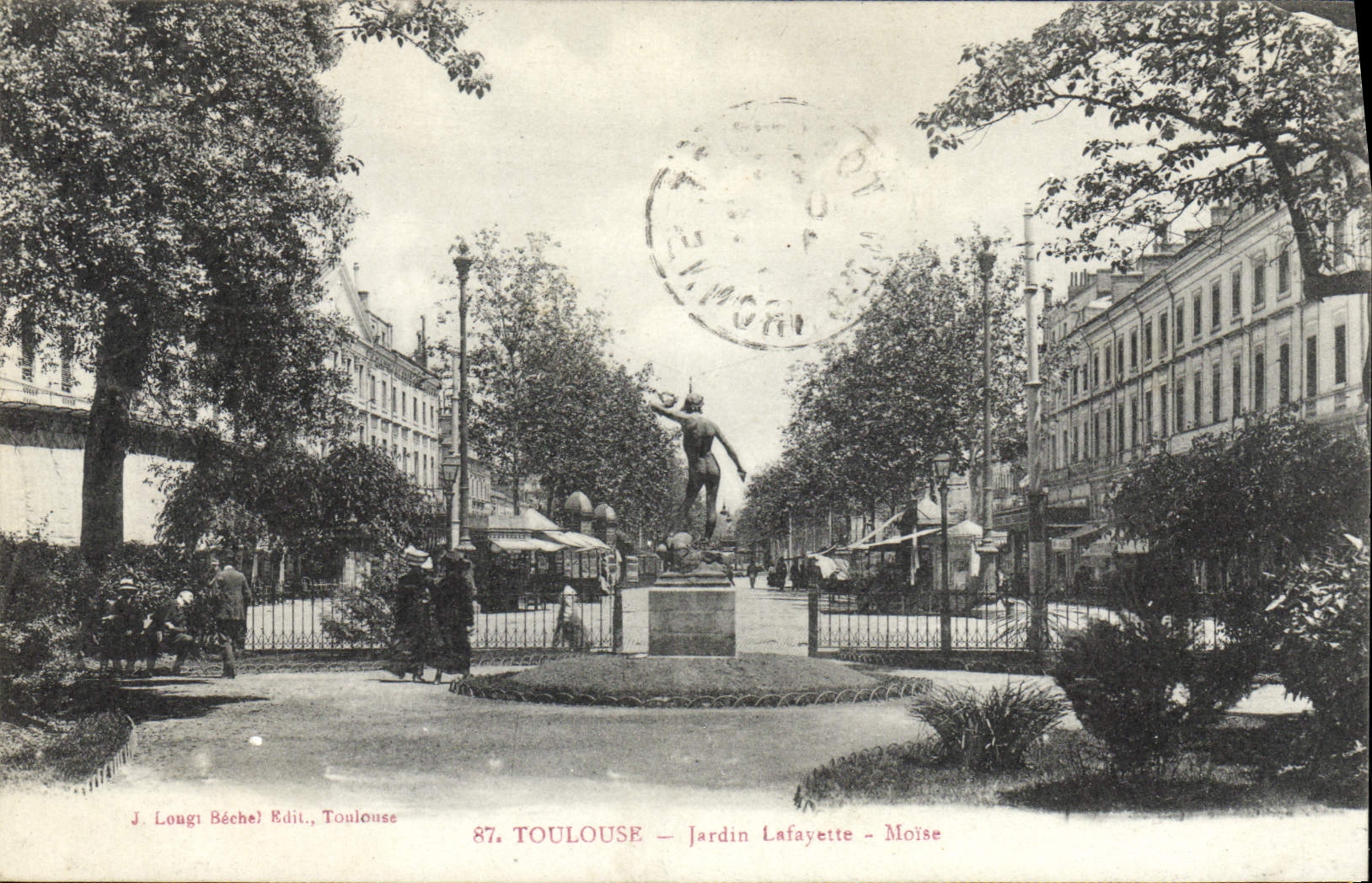 VINTAGE POSTCARD Toulouse Jardin Lafayette Braces