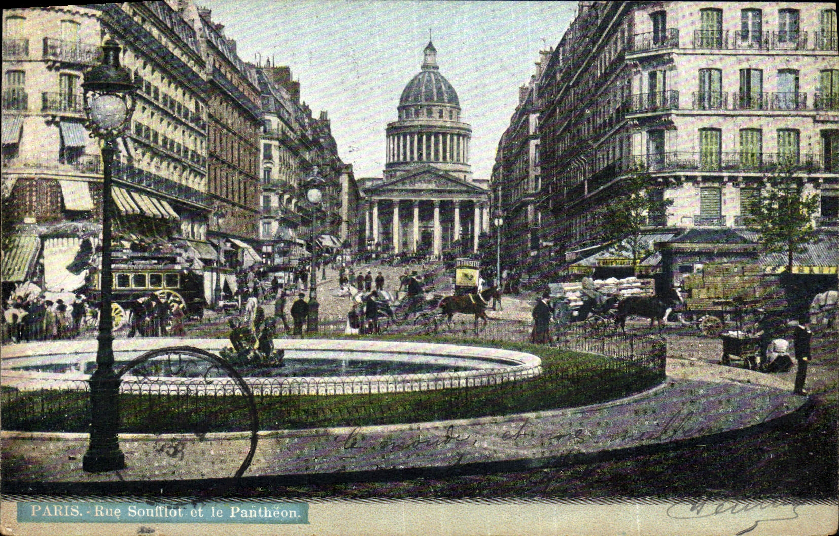 VINTAGE POSTCARD Paris Street Souflot And the Pantheon