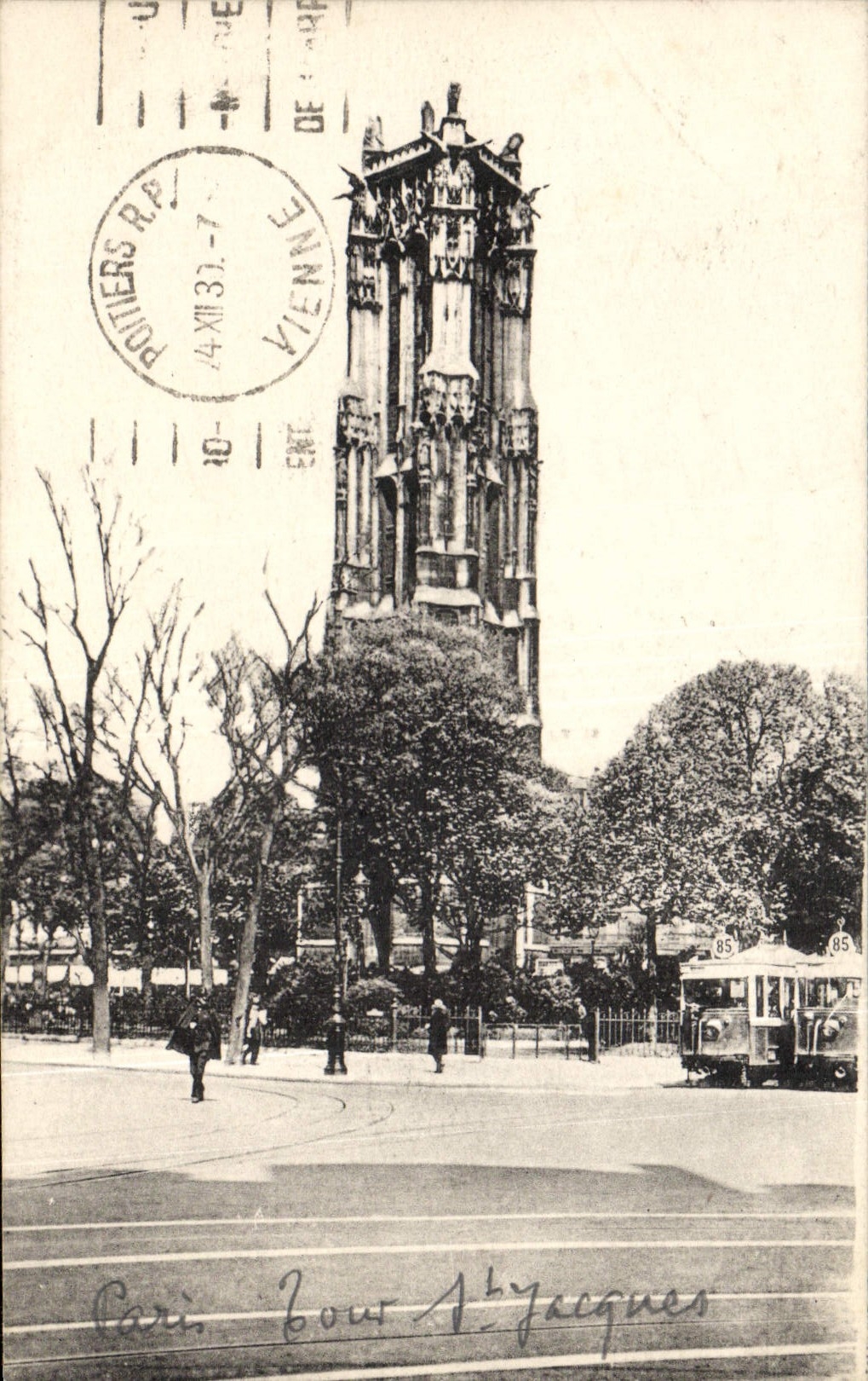 VINTAGE POSTCARD Paris Holy Turn Jacques Tram