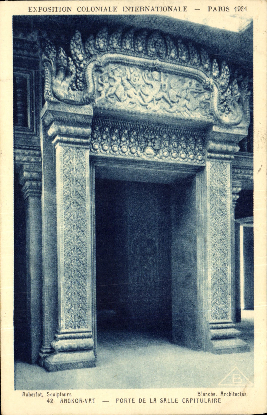VINTAGE POSTCARD Exposition Colonial International Paris 1931 Angkor Vat Carries chapter house