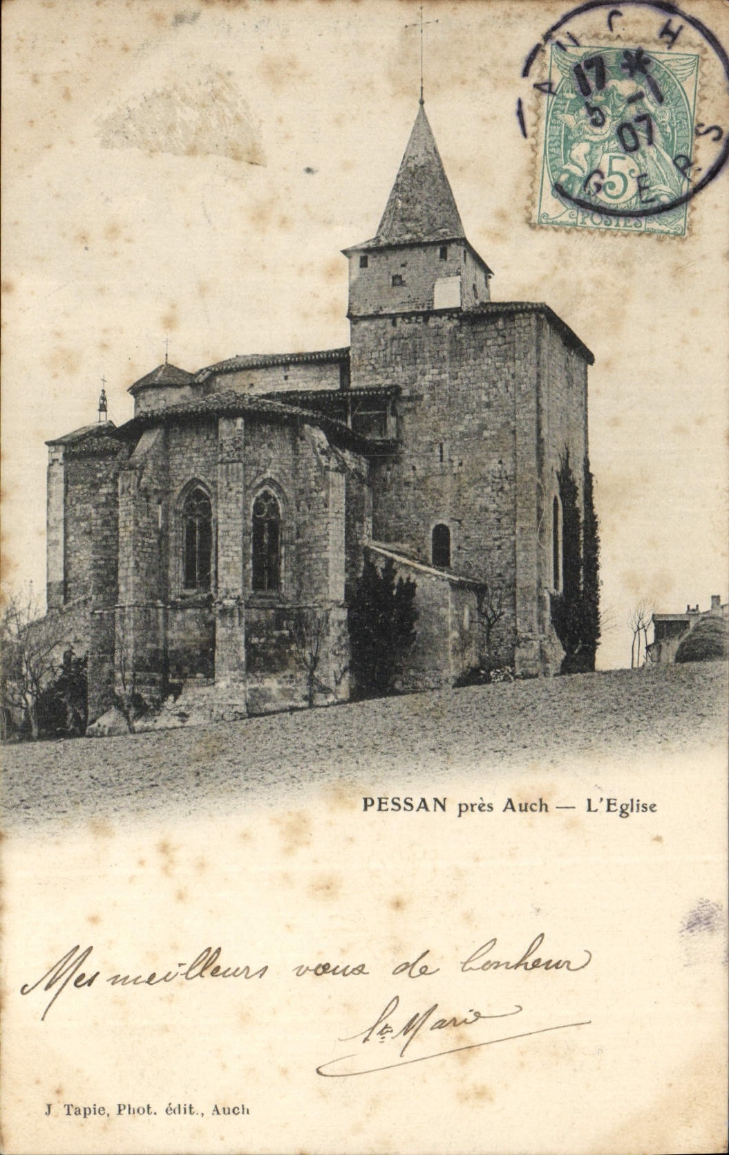 VINTAGE POSTCARD Pessan Close Auch the Church