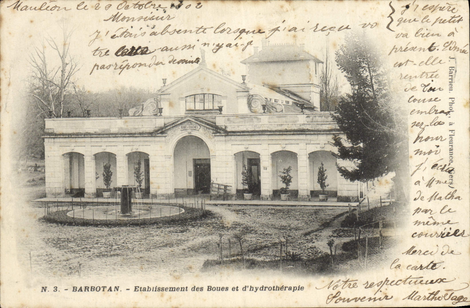 VINTAGE POSTCARD Barbotan Establishment Of Muds And D' Hydrotheraple