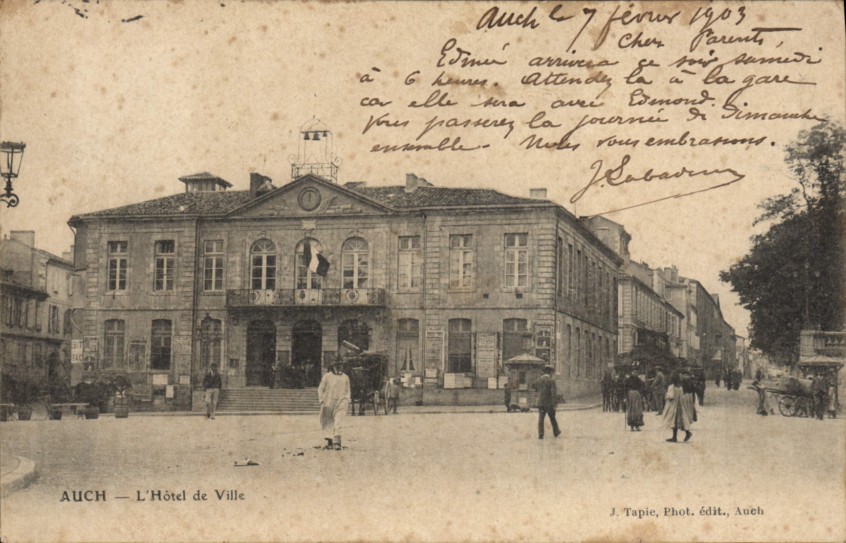 VINTAGE POSTCARD Auch I' Town hall