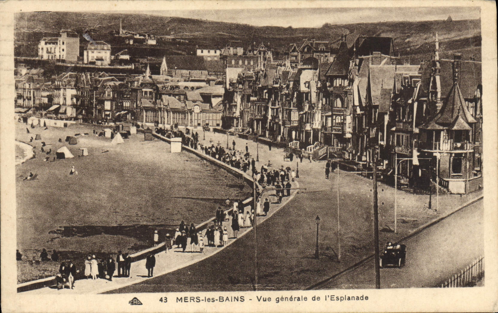 VINTAGE POSTCARD Seas les Bains View of the esplanade