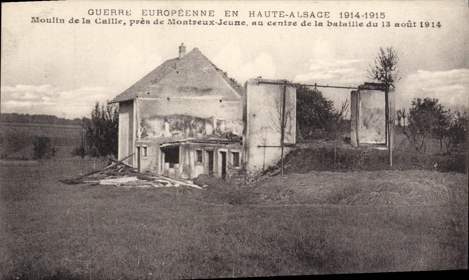 Guerra europea de la POSTAL de la VENDIMIA en el alto molino de Alsacia de Ruail cerca de los jóvenes Militaria de Montreux