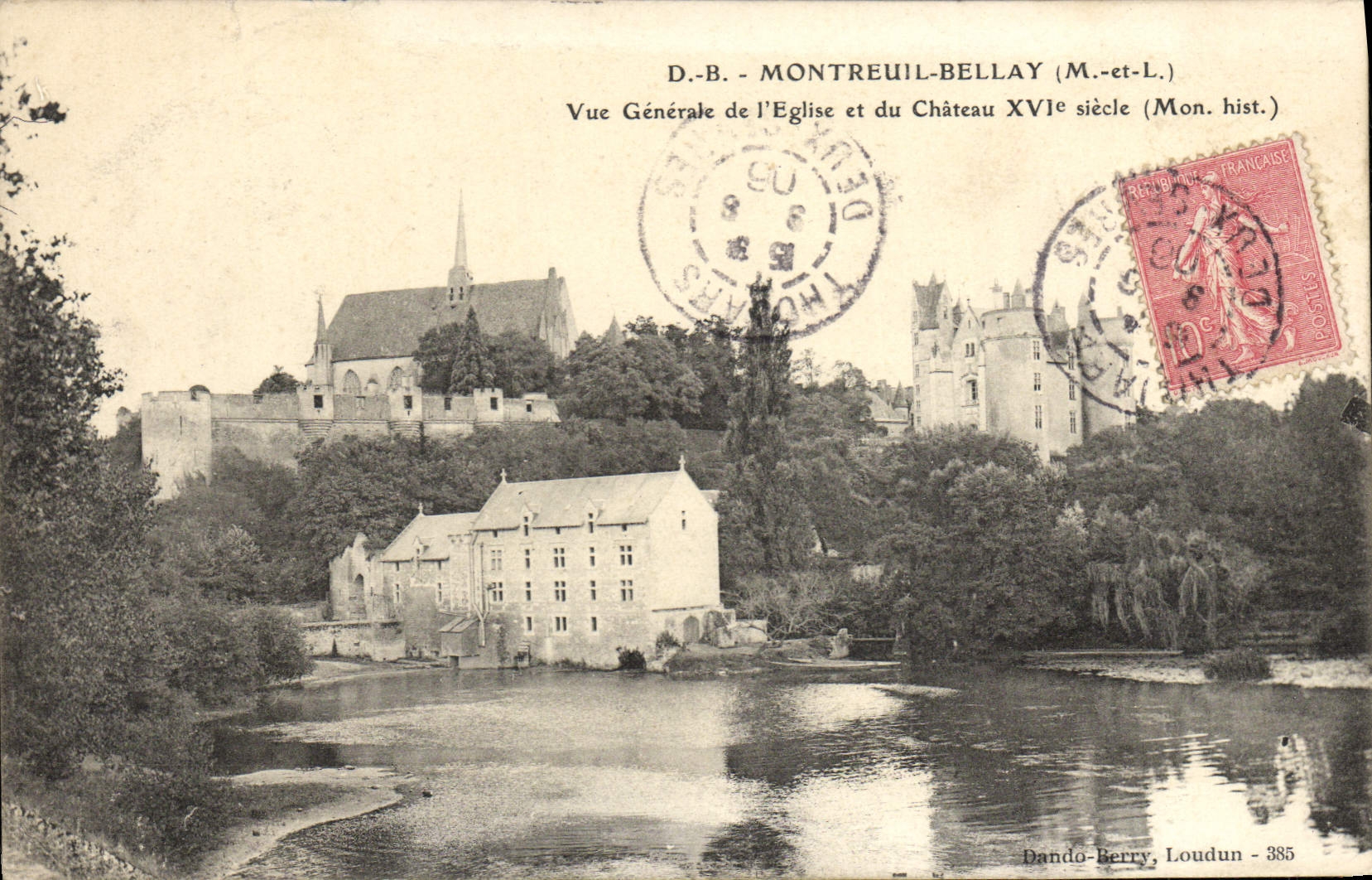 VINTAGE POSTCARD Montreuil Bellay View De I' Eglise And Of the Castle