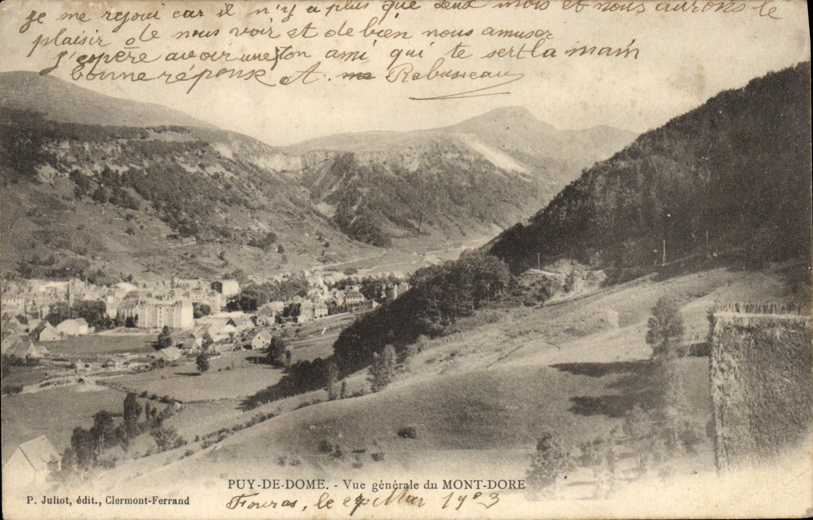 VINTAGE POSTCARD Puy De Dome View Of the Mount Gilds