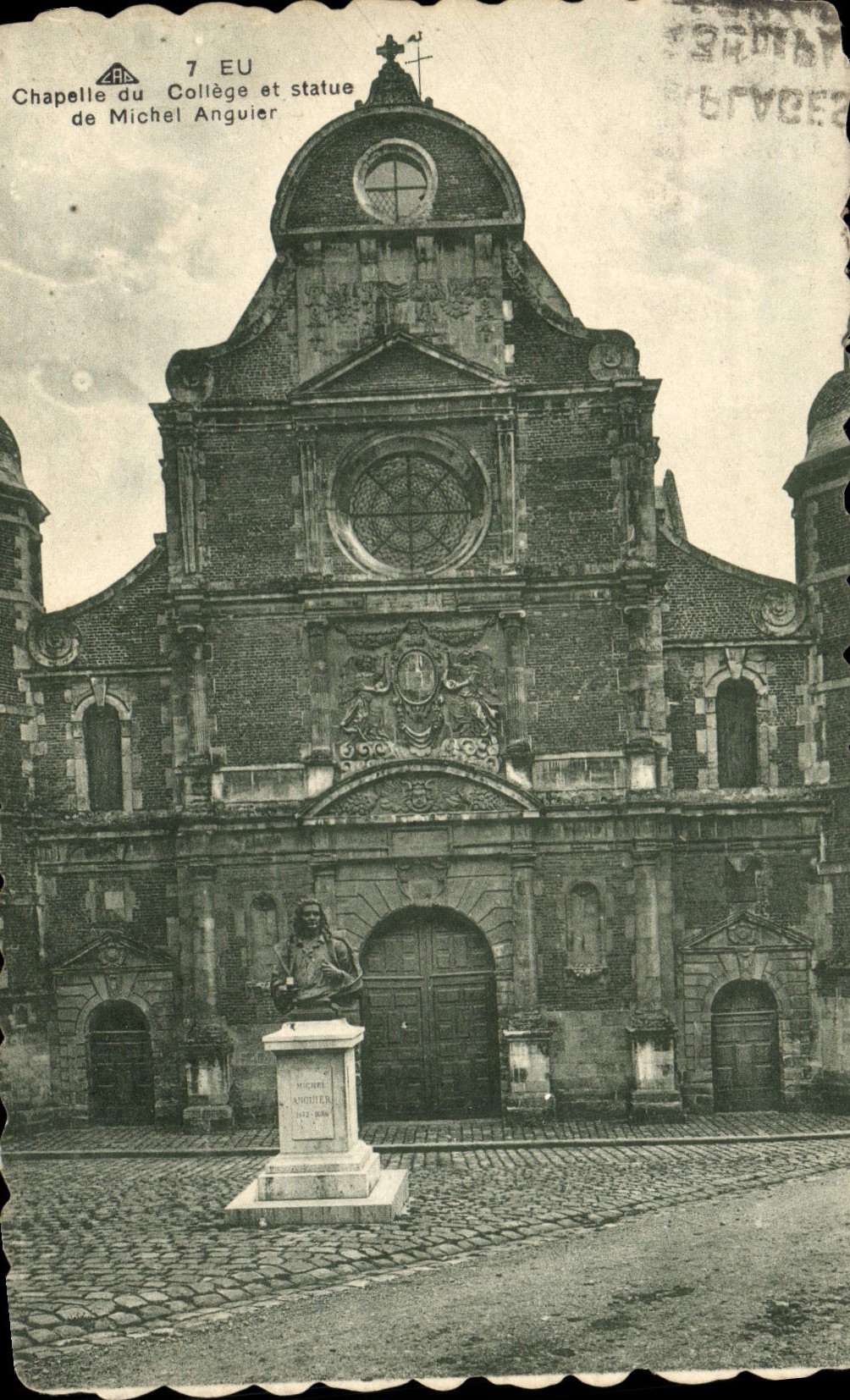 CPA Eu Chapelle Du College Et Statue de michel Anguier