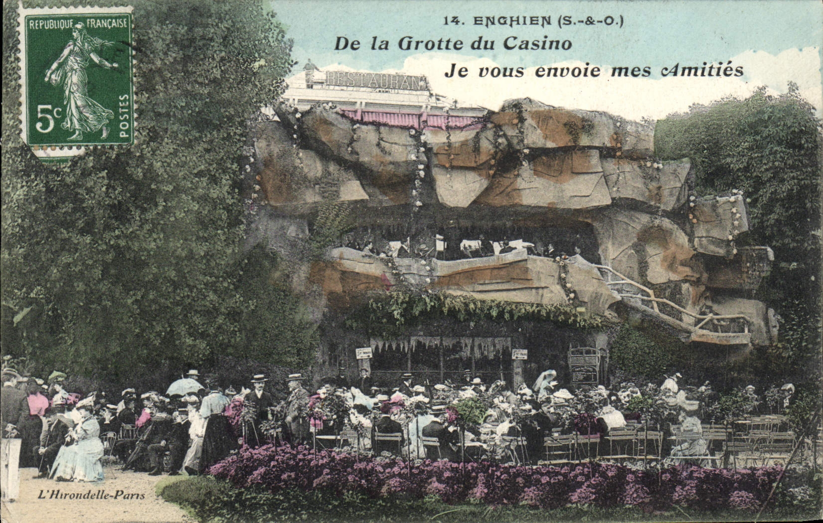 CPA Enghien De La Grotte Du Casino Je Vous Envoie Mes Amities