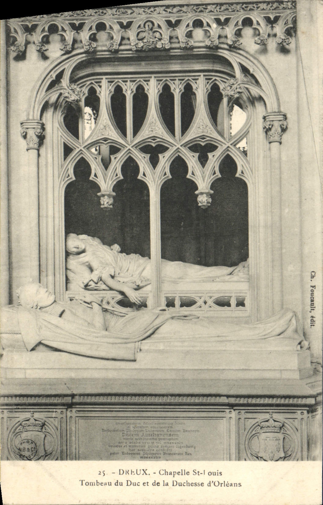 VINTAGE POSTCARD Dreux Vault St Louis Tomb of the duke and the duchess of Orleans