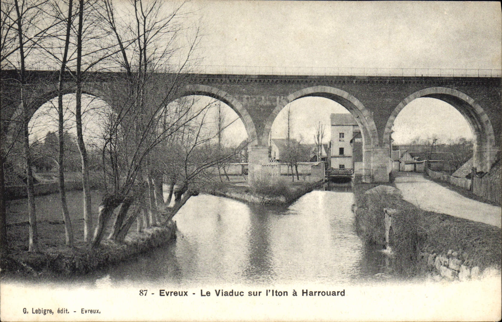 VINTAGE POSTCARD Evreux the Viaduct On I' Iton has Harrouard