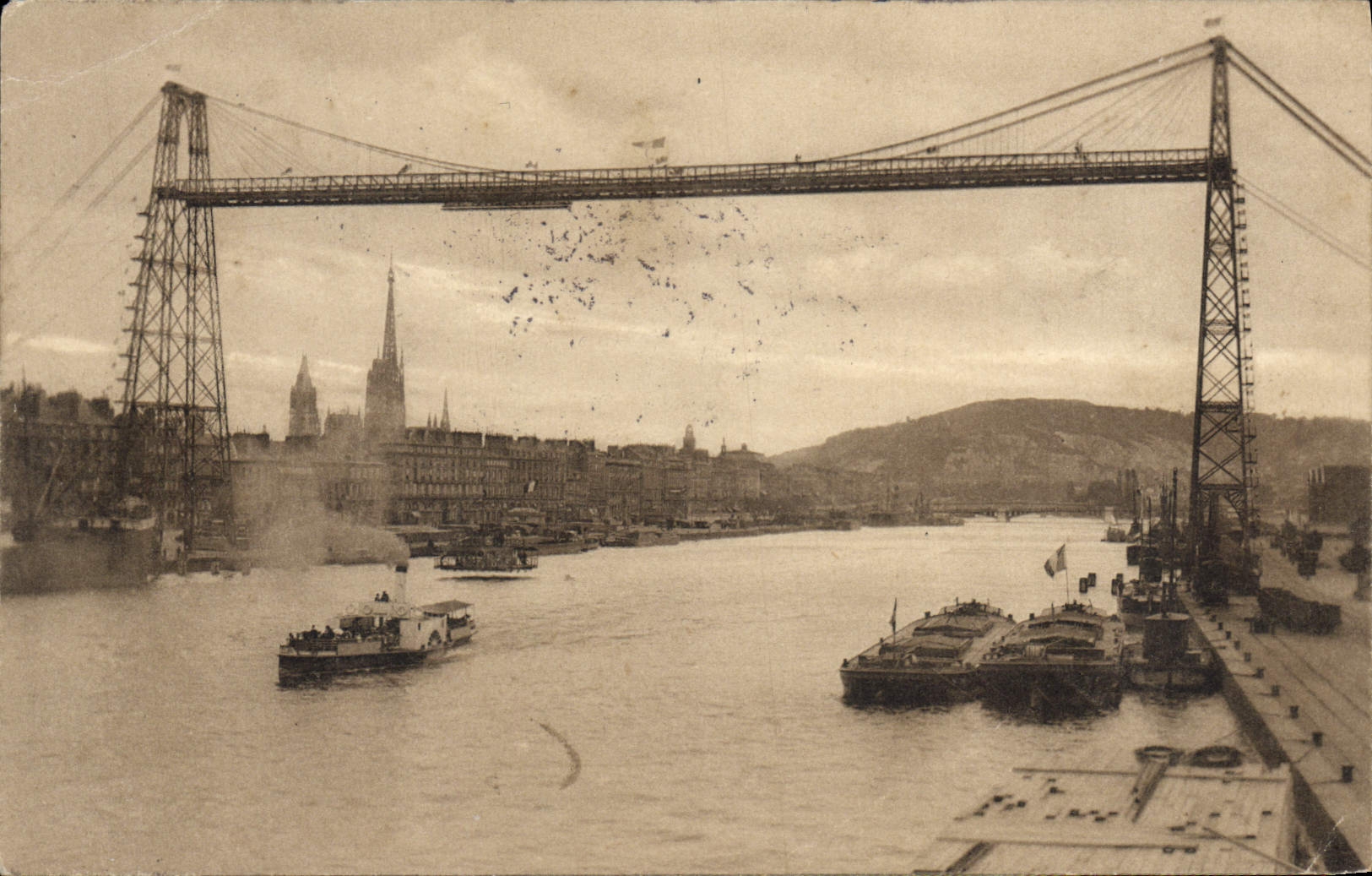 VINTAGE POSTCARD Rouen the Transporter bridge