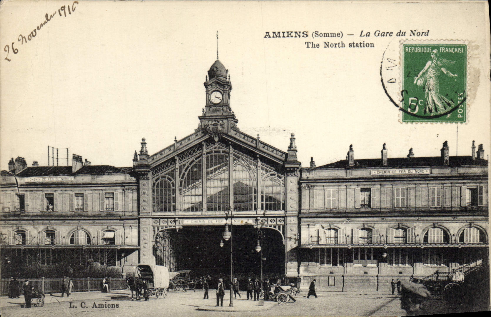 VINTAGE POSTCARD Amiens Train station Of North