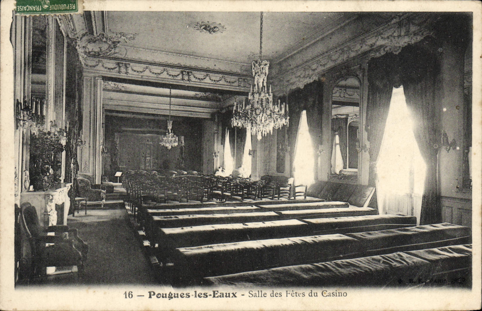 VINTAGE POSTCARD Pougues Water Village halls Of the Casino