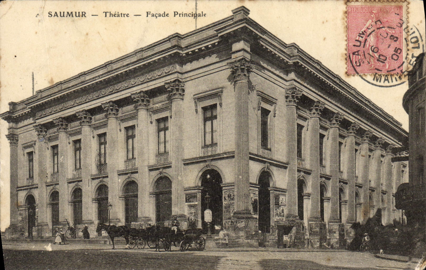 VINTAGE POSTCARD Saumur Theater Principal Frontage