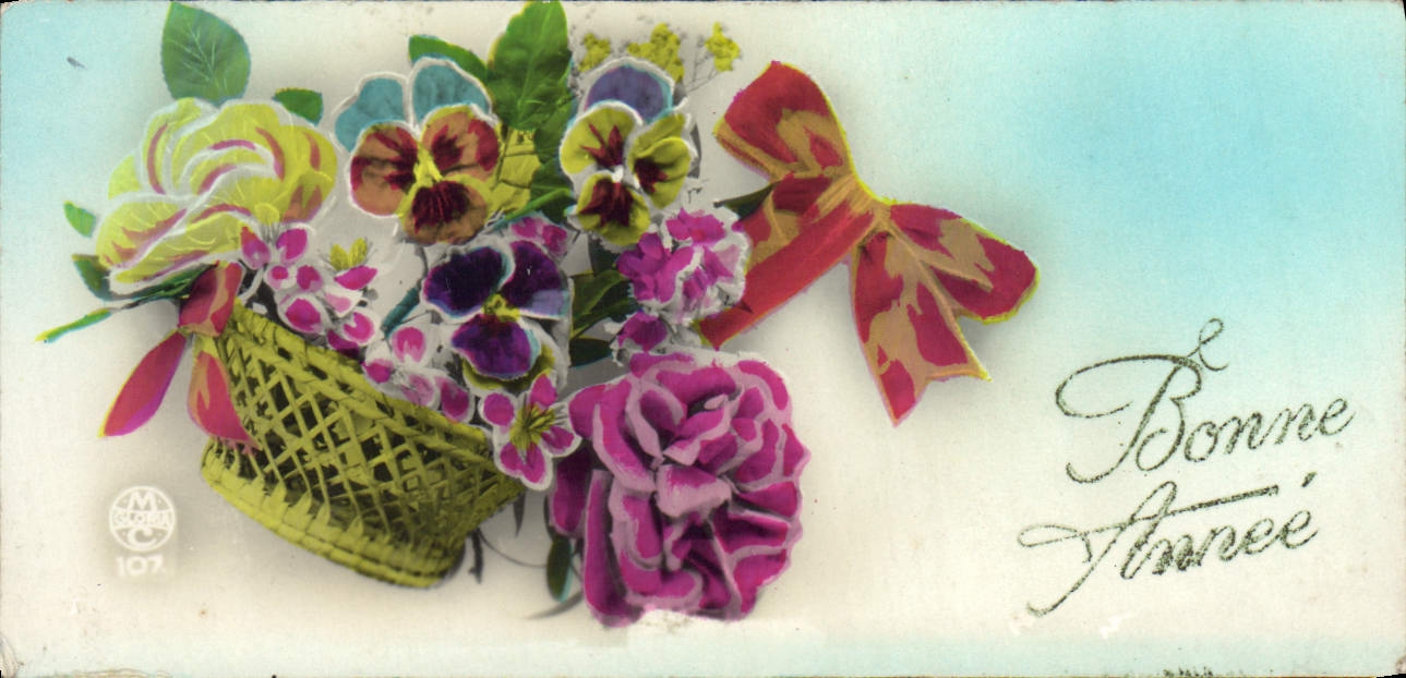 CPA Fantaisie Bonne Annee Fleurs