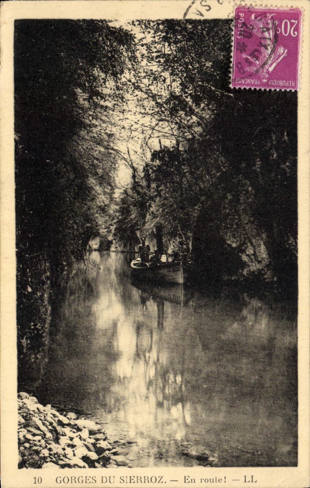 VINTAGE POSTCARD Falls Of Sierroz On the way Boat