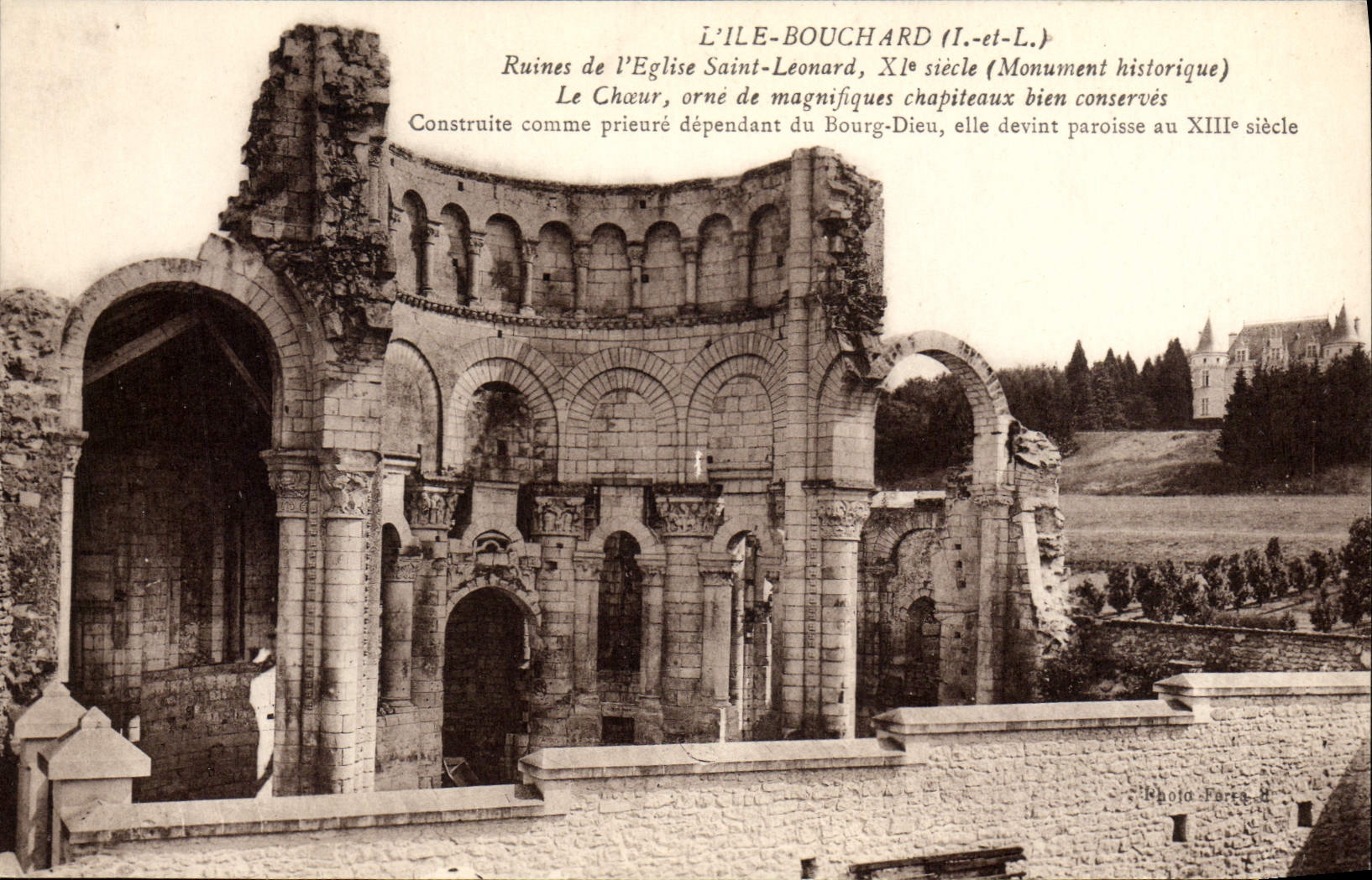 La POSTAL de la VENDIMIA la isla Bouchard Ruines De I' Eglise Leonard Saint el estribillo adorna capitales espléndidos