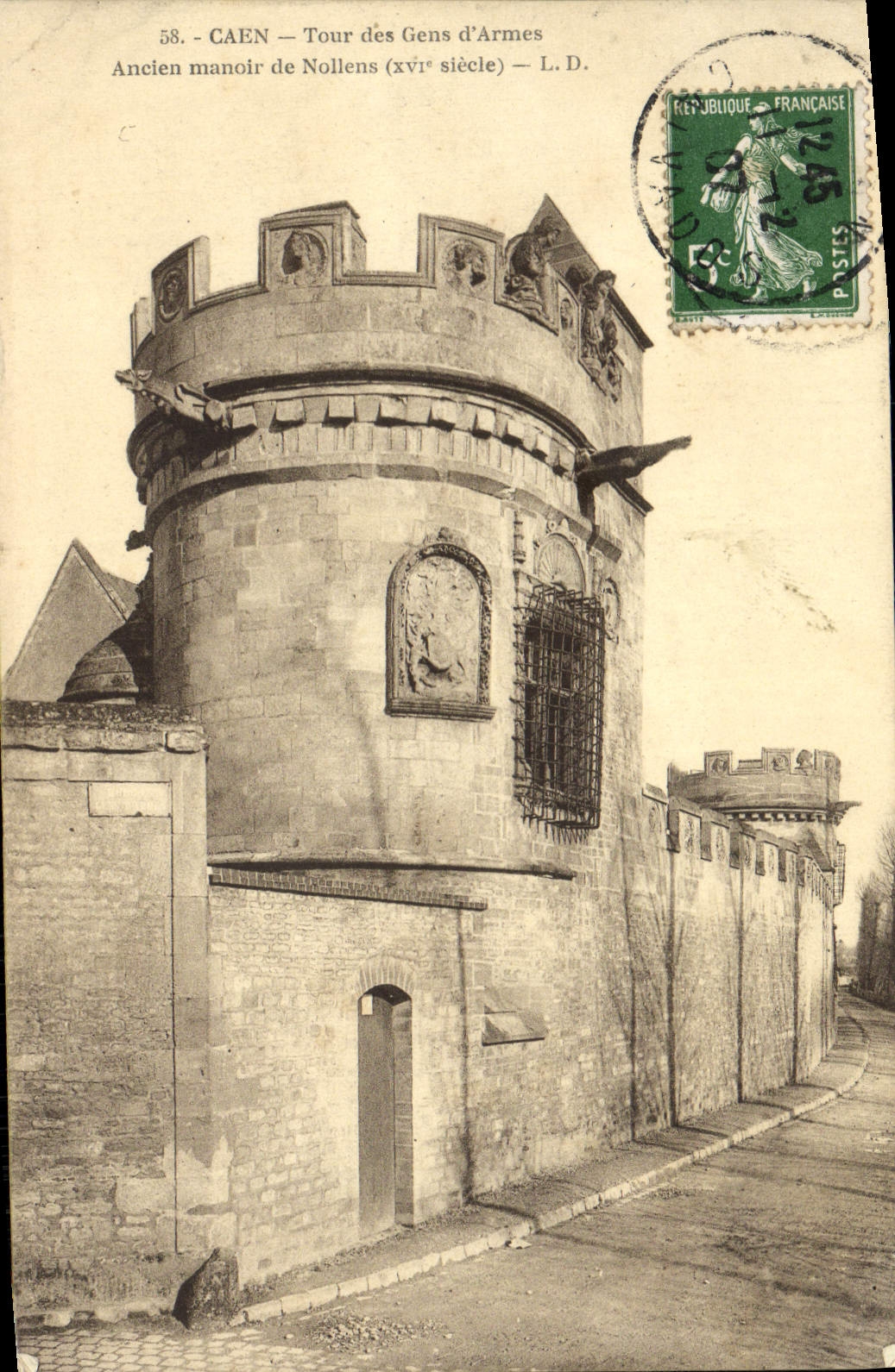 VINTAGE POSTCARD Caen Turn Of the Men-at-arms Old Manor De Nollens