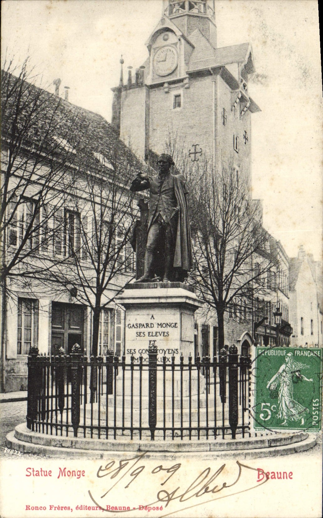 CPA Beaune Statue Monge