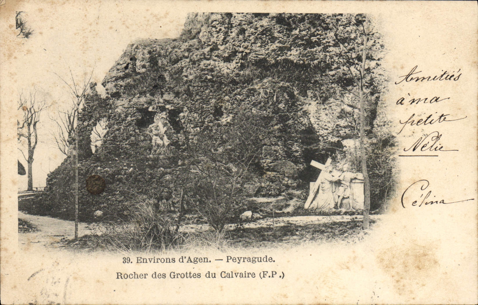 CPA Agen Environs Peyragude Rocher des grottes du calvaire 