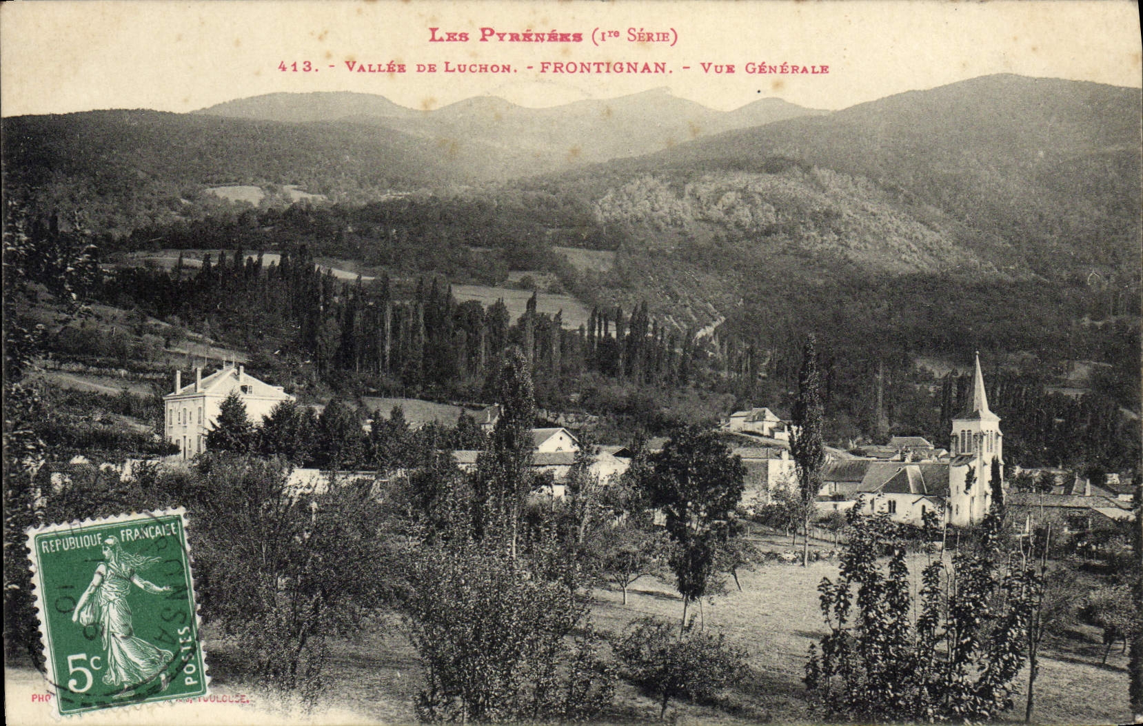 VINTAGE POSTCARD Valley De Luchon Frontignan View